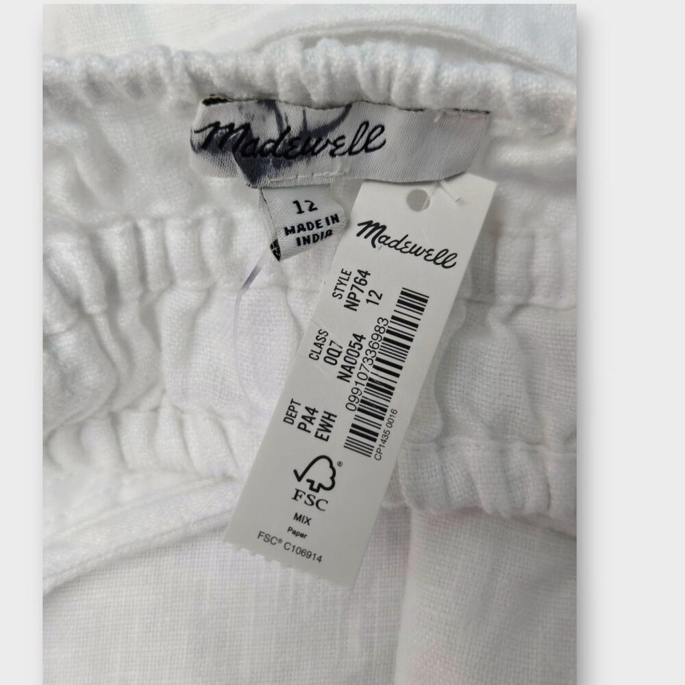 MADEWELL Square-Neck Mini Dress in 100% Linen White 12 NWT - Picture 10 of 12